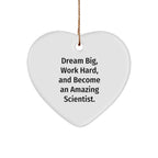 Inspirational Scientist Christmas Heart Ornament - 'Dream Big, Work Hard, And Become An Amazing Scientist.' Gift