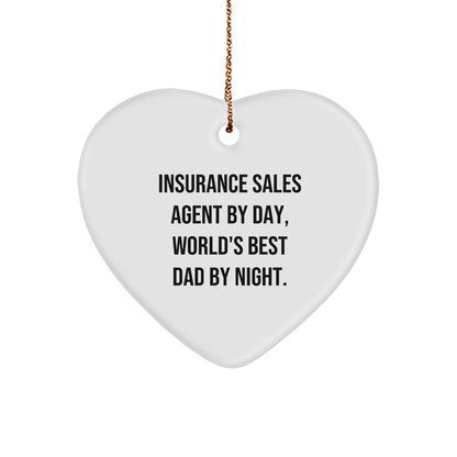 Insurance Sales Agent Heart Ornament, Funny Quote Gifts from Dad to Insurance Sales Agent, Christmas Unique Gifts for Men