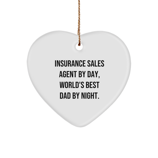 Insurance Sales Agent Heart Ornament, Funny Quote Gifts from Dad to Insurance Sales Agent, Christmas Unique Gifts for Men