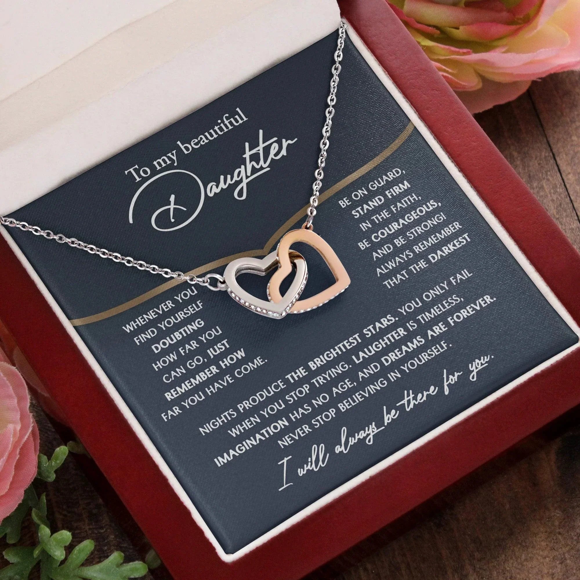 Daughter Gift for Birthday, Graduation, Christmas - Brightest Stars - Interlocking Hearts Necklace