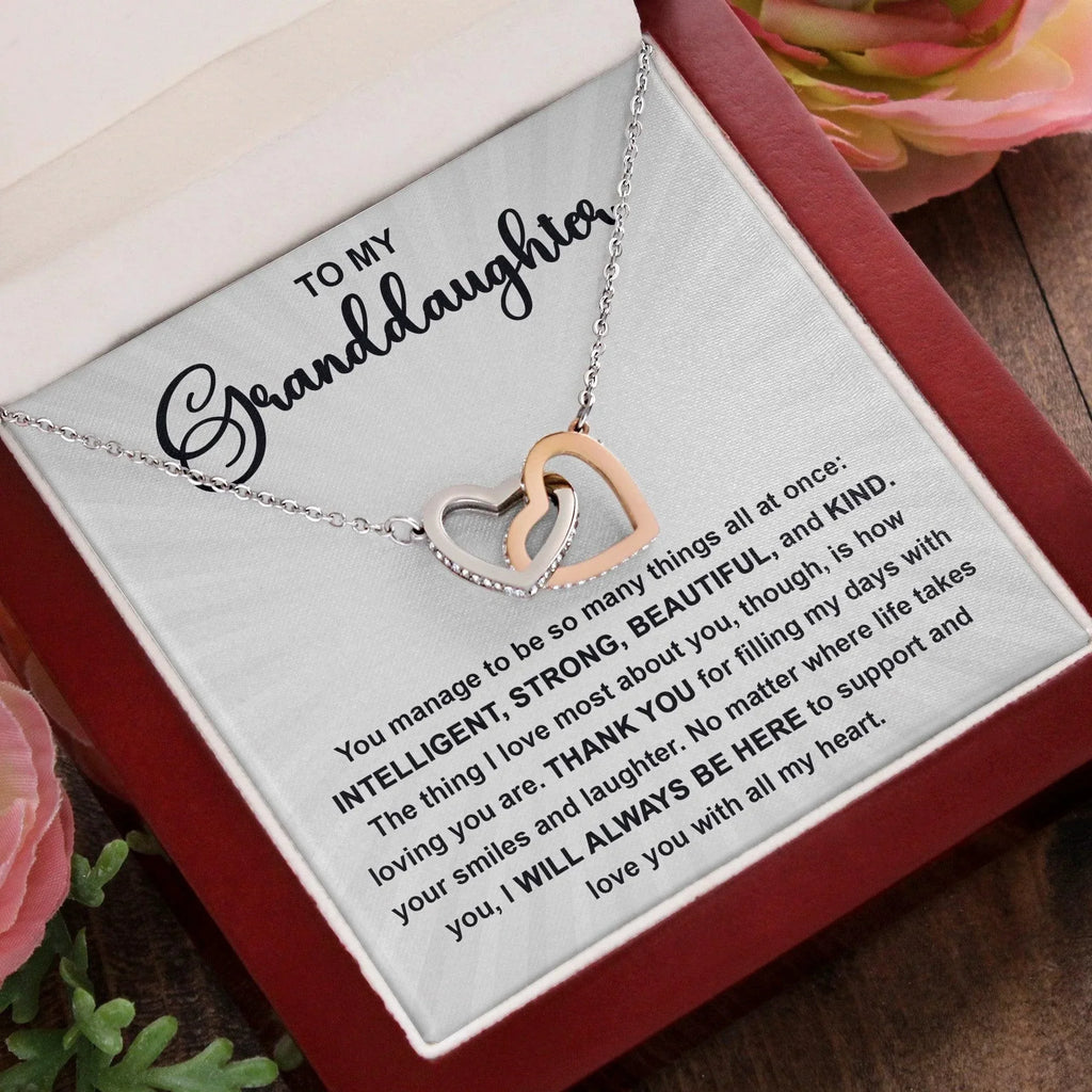 Granddaughter Gift I Will Always Be Here and I Love You With All My Heart Necklace with Heartfelt Message
