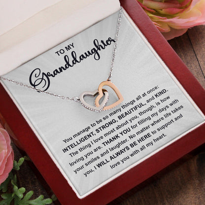Granddaughter Gift I Will Always Be Here and I Love You With All My Heart Necklace with Heartfelt Message - Mallard Moon Gift Shop