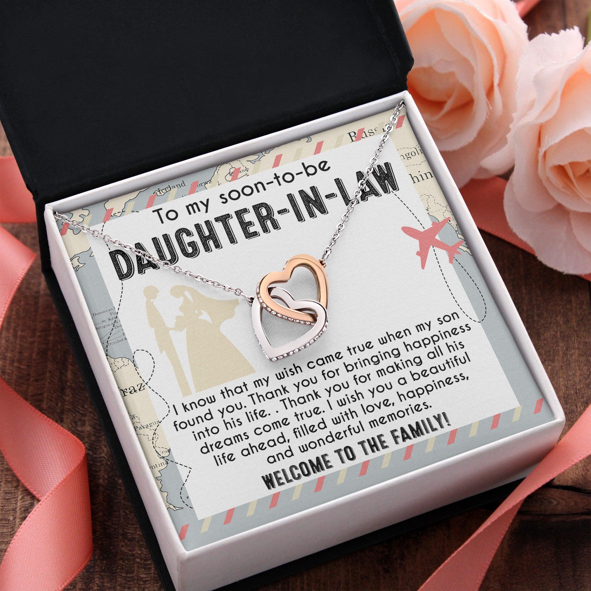 To My Soon-to-be Daughter-in-law Welcome to the Family Wedding Gift Hearts Pendant Necklace - Mallard Moon Gift Shop