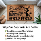 t’s Just a Bunch of Hocus Pocus Coir Doormat – Witchy Halloween Front Porch Decor | Funny Spooky Welcome Mat | Rustic Autumn Entry Rug