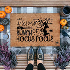 t’s Just a Bunch of Hocus Pocus Coir Doormat – Witchy Halloween Front Porch Decor | Funny Spooky Welcome Mat | Rustic Autumn Entry Rug