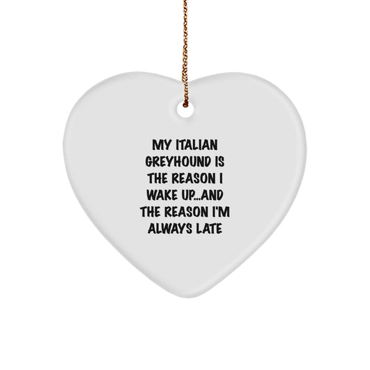 Italian Greyhound Dog Gifts from Friends, Heart Ornament for Men, Funny Quote, Christmas Unique Presents - Image 1