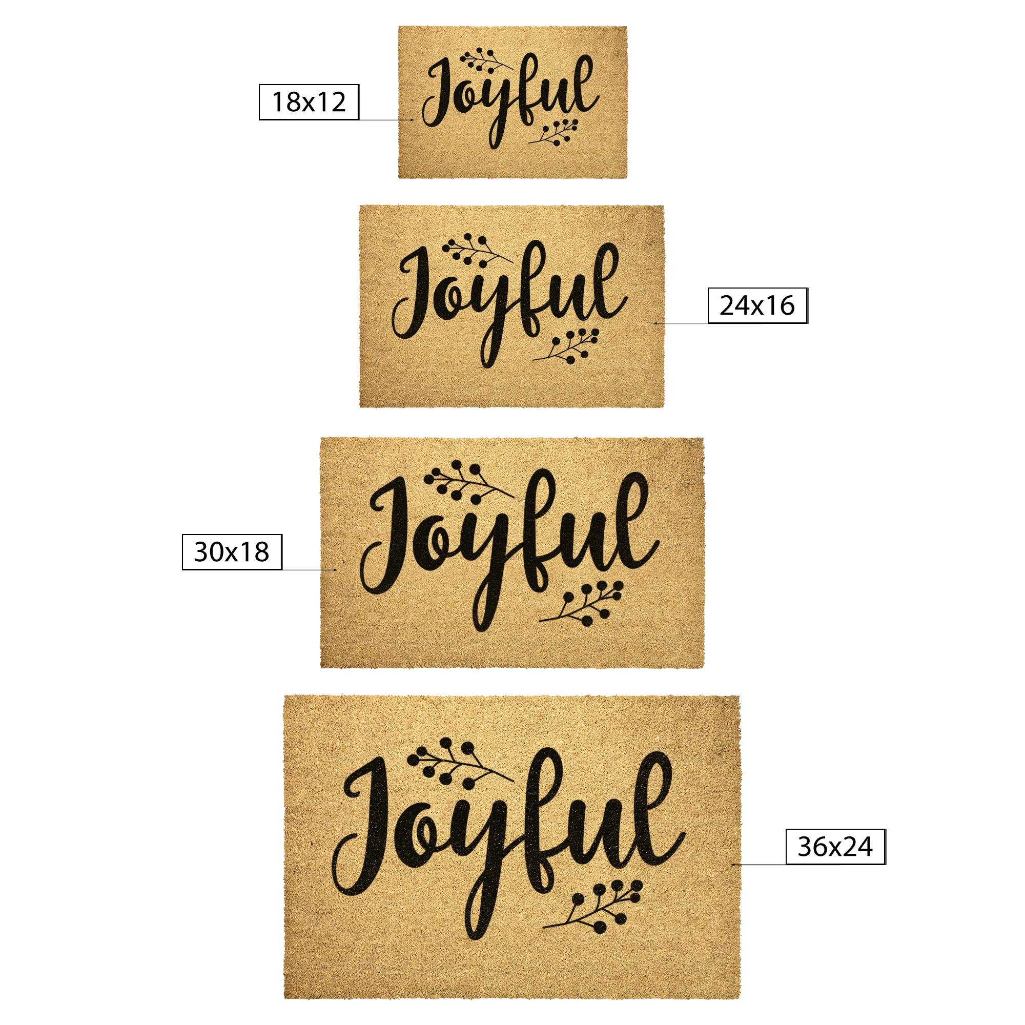 Joyful Christmas Doormat | Holiday Coir Welcome Mat | Rustic Farmhouse Winter Porch Décor