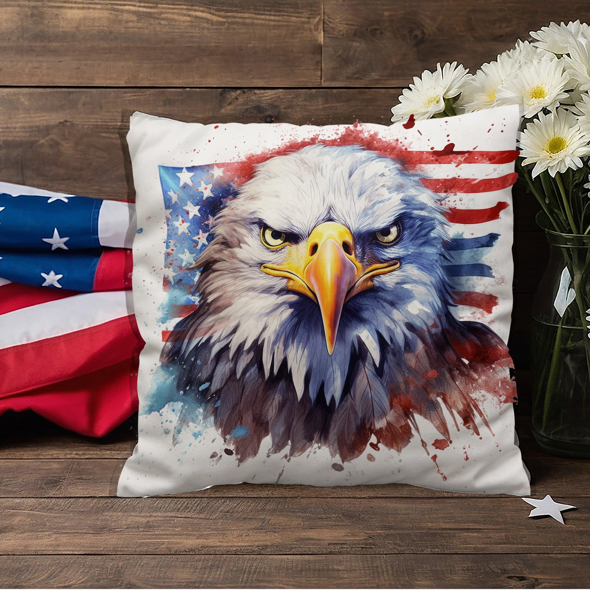 Eagle Patriotic Indoor-Outdoor Pillow - Mallard Moon Gift Shop