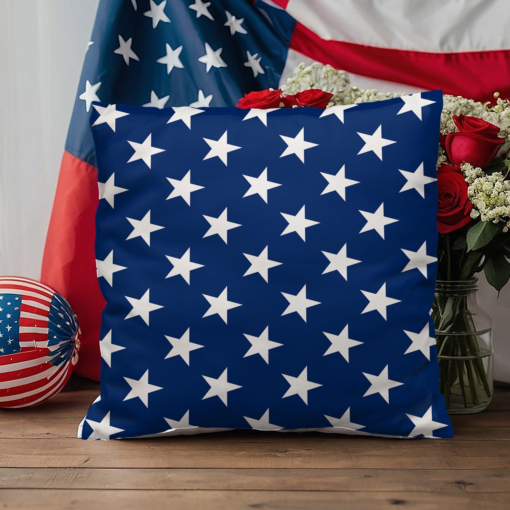 American Flag Stars and Stripes Patriotic Indoor-Outdoor Pillow - Mallard Moon Gift Shop
