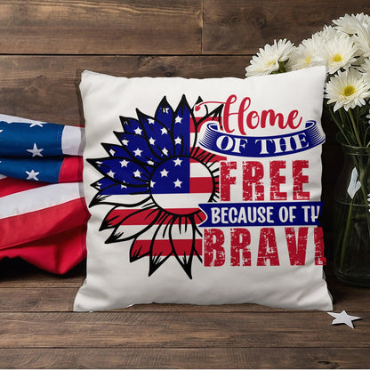 Home of the Free Because of the Brave Patriotic Indoor-Outdoor Pillow - Mallard Moon Gift Shop