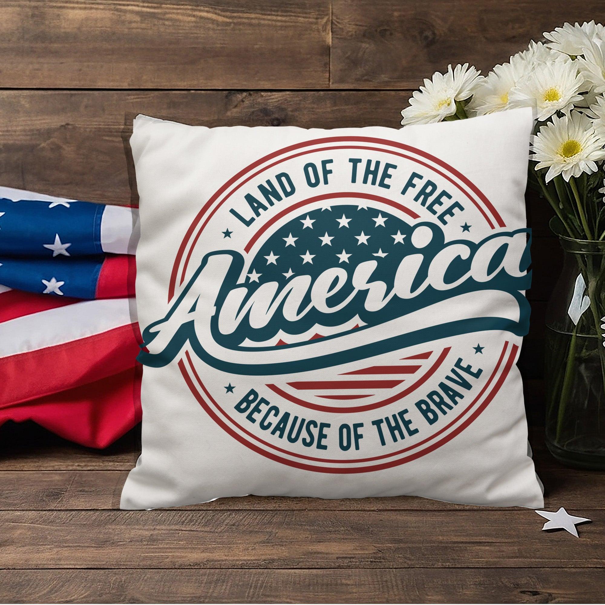 America Land of the Free Patriotic Indoor-Outdoor Pillow - Mallard Moon Gift Shop