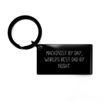Machinist Gifts from Men, Funny Keychain for Machinist Dad, Machinist By Day, World's Best Dad By Night, Black Stainless Steel Keychain, Father's Day Unique Gifts