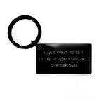 Funny Domestic Shorthair Cat Mom Keychain Gifts from Friends for Father's Day, 'I Just Want To Be A Stay At Home Domestic Shorthair Mom' Keychain, Black Stainless Steel, 1.57 x 0.87 inches