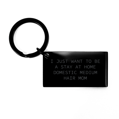 Domestic Medium Hair Cat Mom Keychain, Funny Quote Gifts from Friends to Family for Father's Day - Image 1