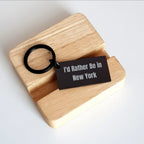 New York Enthusiast Gifts from Friends, Keychain with I'd Rather Be in New York Quote, Unique Father's Day Unique Gifts for Men, New York City Lovers, Funny Keychain
