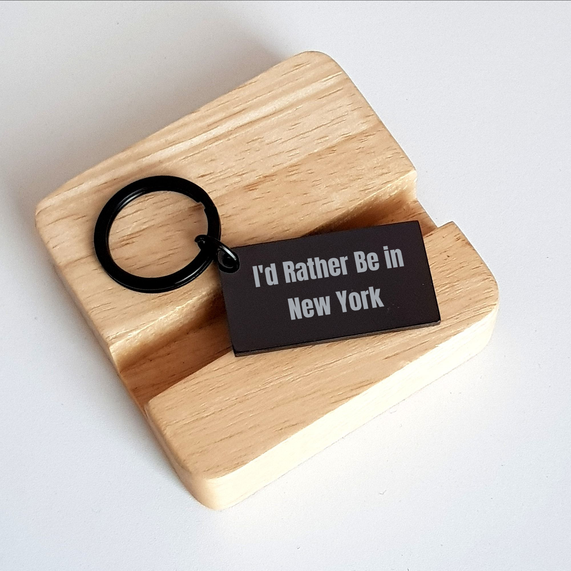 New York Enthusiast Gifts from Friends, Keychain with I'd Rather Be in New York Quote, Unique Father's Day Unique Gifts for Men, New York City Lovers, Funny Keychain - Image 2