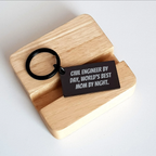 Civil Engineer Keychain, Funny 'Civil Engineer By Day, World's Best Mom By Night.' Engraved Stainless Steel Keychain for Graduation Gifts from Mom to Civil Engineer