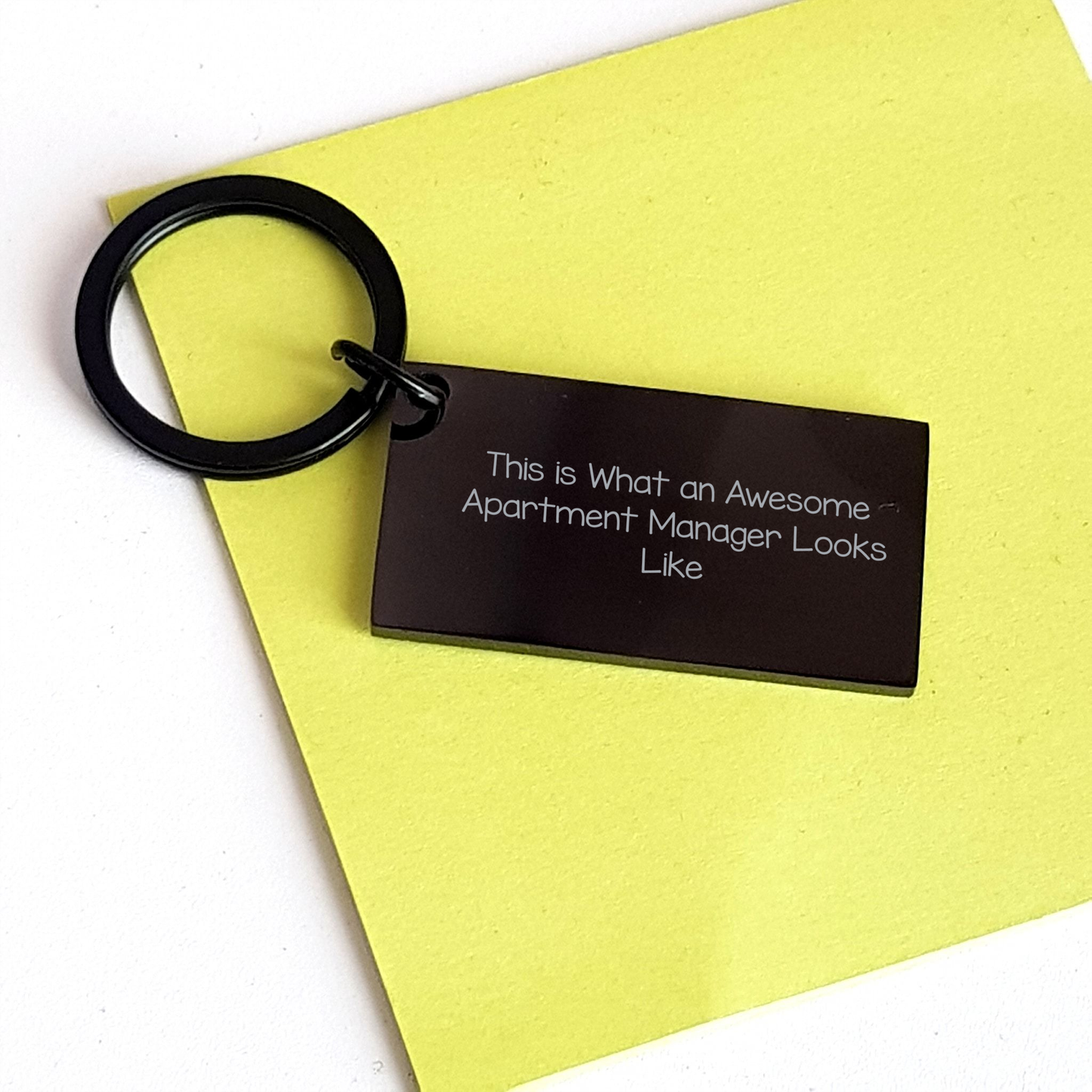 Awesome Apartment Manager Keychain, Gift from Friends to Apartment Manager, This Is What An Awesome Apartment Manager Looks Like Quote, Black Stainless Steel Keychain for Father's Day - Image 3