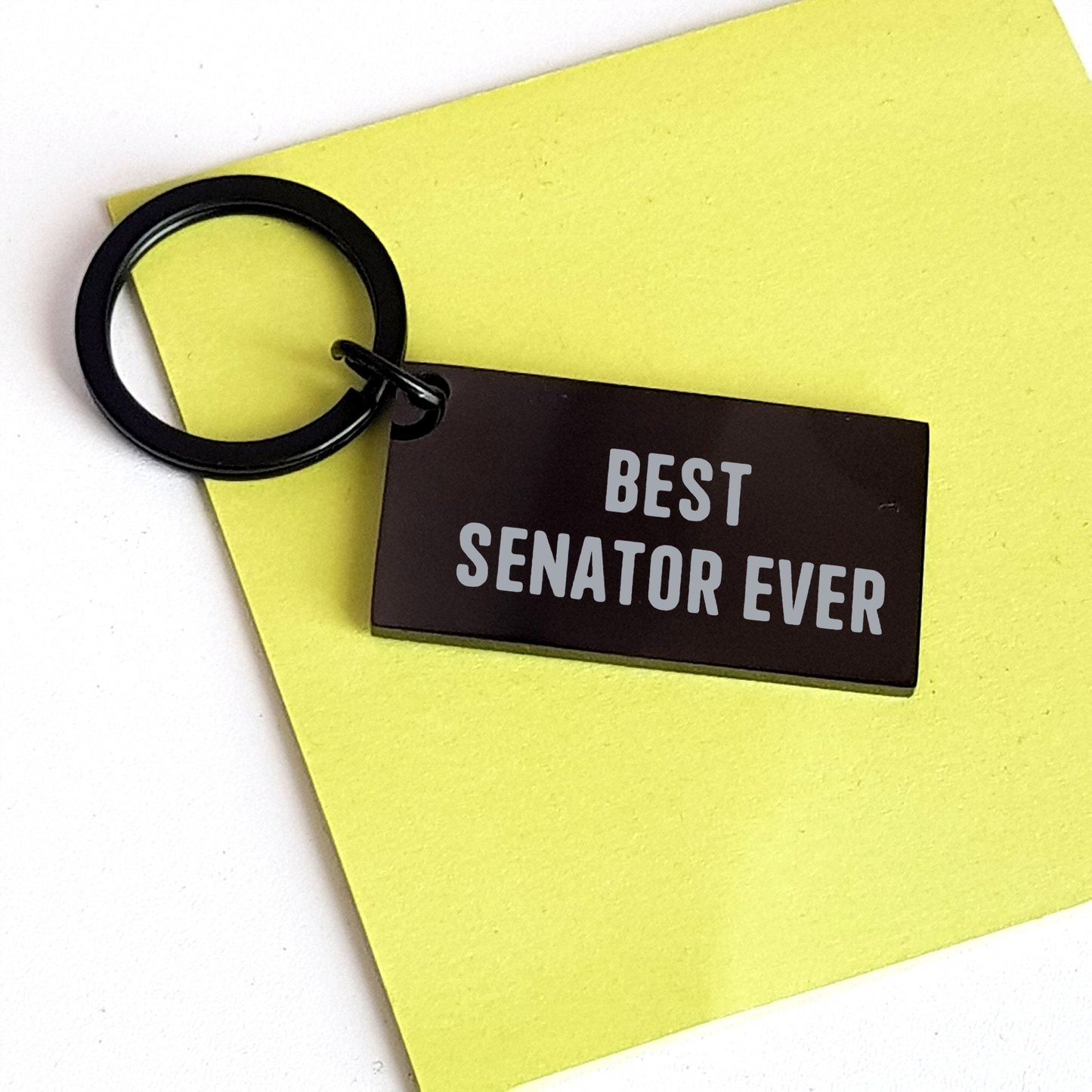 Senator Keychain Gifts from Family - Funny 'Best Senator Ever' Quote, Black Stainless Steel, Father's Day - Image 3