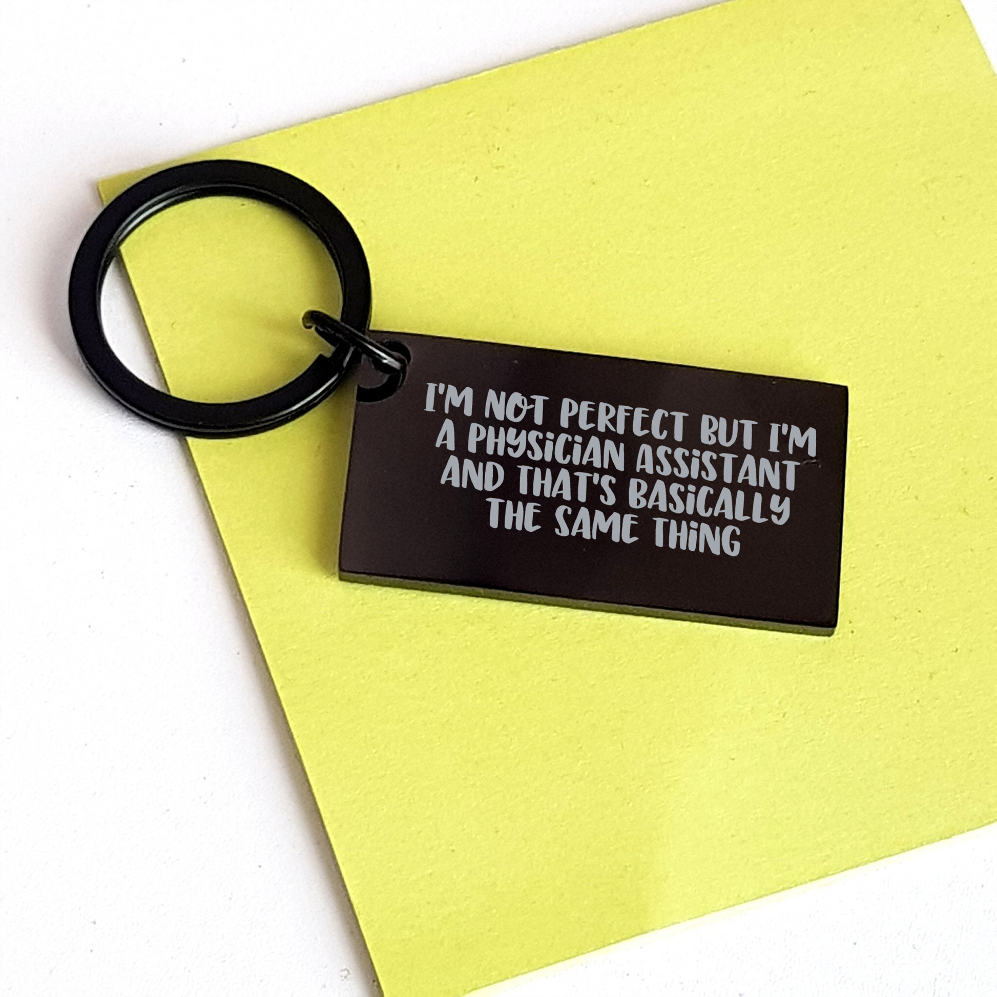 Funny Physician Assistant Keychain Gifts from Men to Physician Assistants for Father's Day, Black Stainless Steel Engraved Quote - Image 3