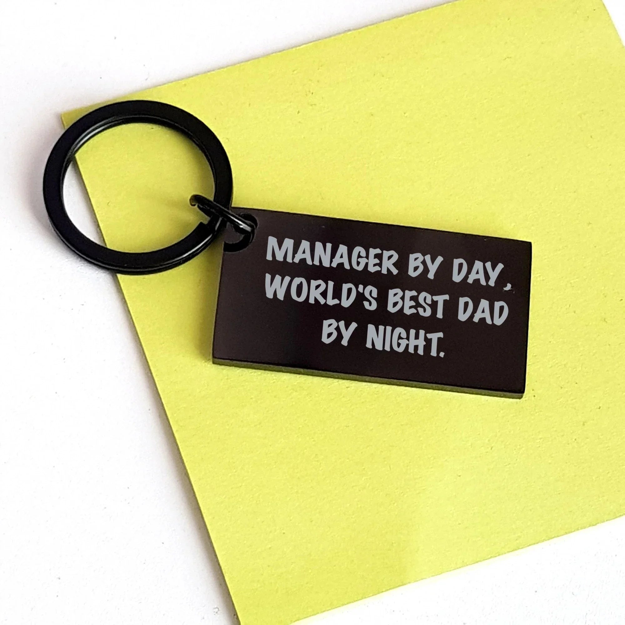Manager's Day, World's Best Dad by Night Keychain, Funny Quote, Gifts from Family, for Manager, Unique Father's Day Unique Gift