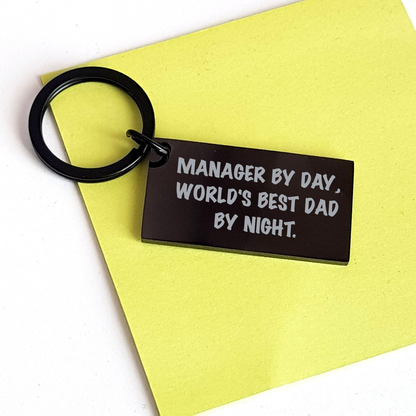 Manager's Day, World's Best Dad by Night Keychain, Funny Quote, Gifts from Family, for Manager, Unique Father's Day Unique Gift - Image 3