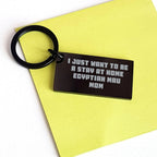 Egyptian Mau Cat Mom's Funny Gift for Dad, 'I Just Want To Be A Stay At Home Egyptian Mau Mom' Keychain, Black Stainless Steel, 1.57 x 0.87 inches, Gift from Mom to Dad, Father's Day Unique Gifts
