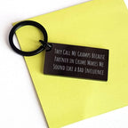 Funny Gramps Keychain Gifts from Men for Father's Day, 'They Call Me Gramps Because Partner In Crime Makes Me Sound Like A Bad Influence' Keychain, Black Stainless Steel