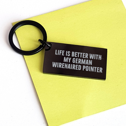 German Wirehaired Pointer Dog Keychain Gifts for Men, Funny Quote 'Life Is Better With My German Wirehaired Pointer', Stainless Steel, Black, Father's Day Unique Gifts from Family - Image 3