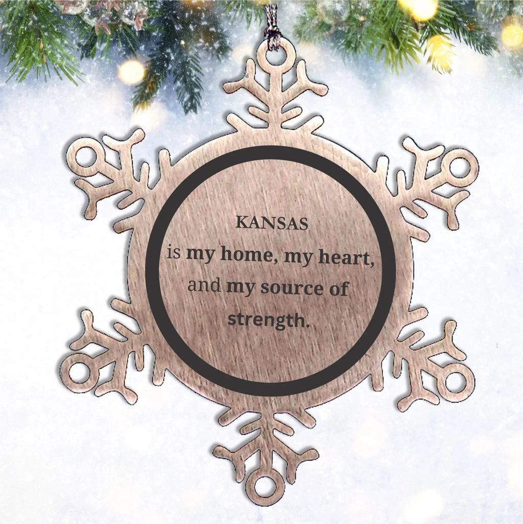 Kansas is my Home Gifts, Lovely Kansas Birthday Christmas Snowflake Ornament