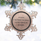 Kansas is my Home Gifts, Lovely Kansas Birthday Christmas Snowflake Ornament