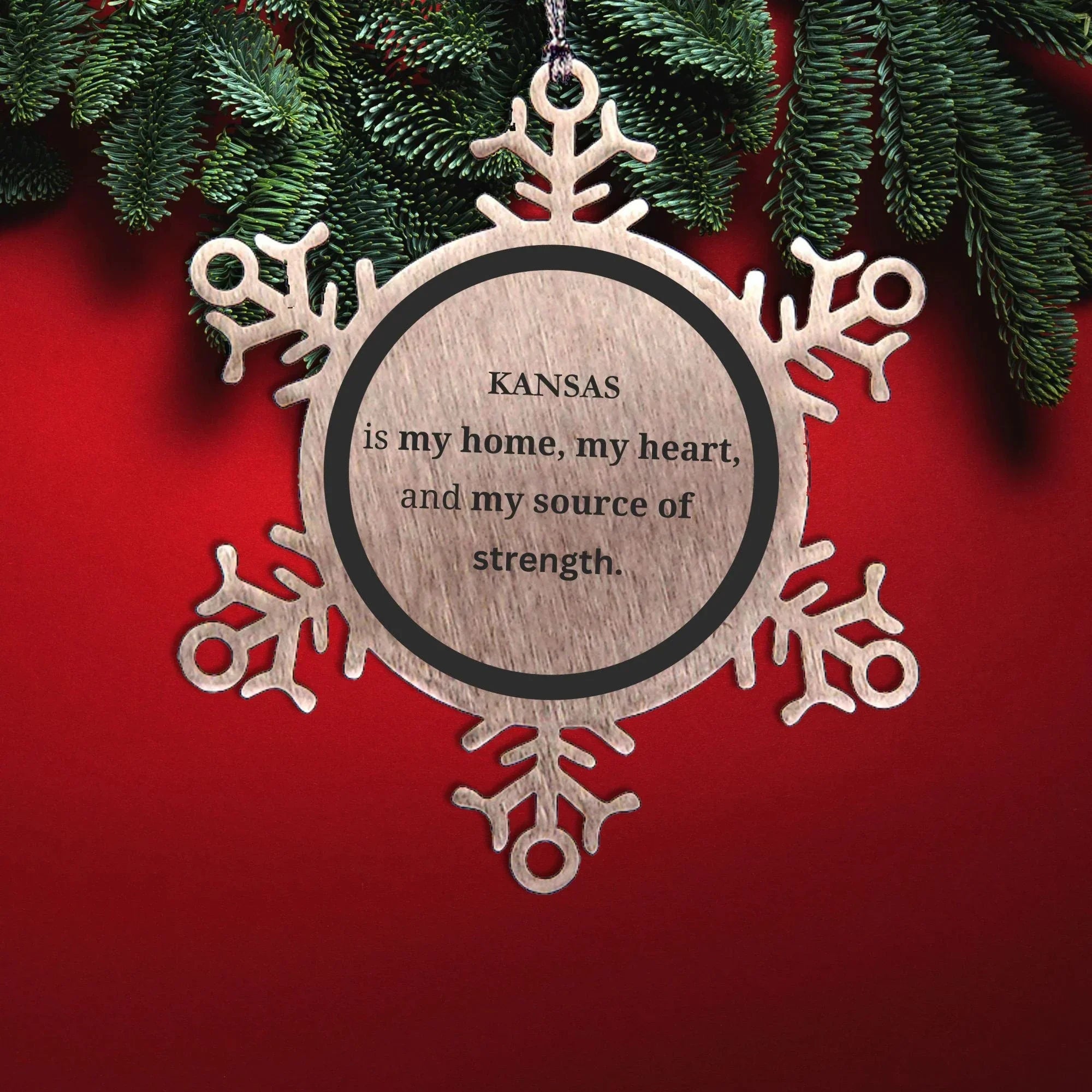 Kansas is my Home Gifts, Lovely Kansas Birthday Christmas Snowflake Ornament