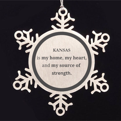 Kansas is my Home Gifts, Lovely Kansas Birthday Christmas Snowflake Ornament