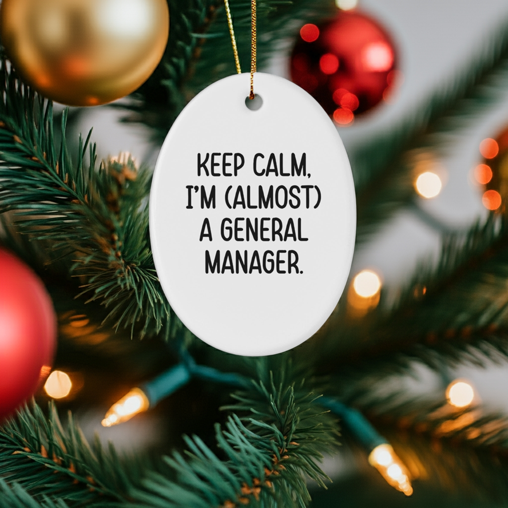 Keep Calm Gifts for General Manager - Funny Oval Ornament, General Manager Gifts, Christmas Unique Presents, Gifts from Coworkers, Gifts for General Manager
