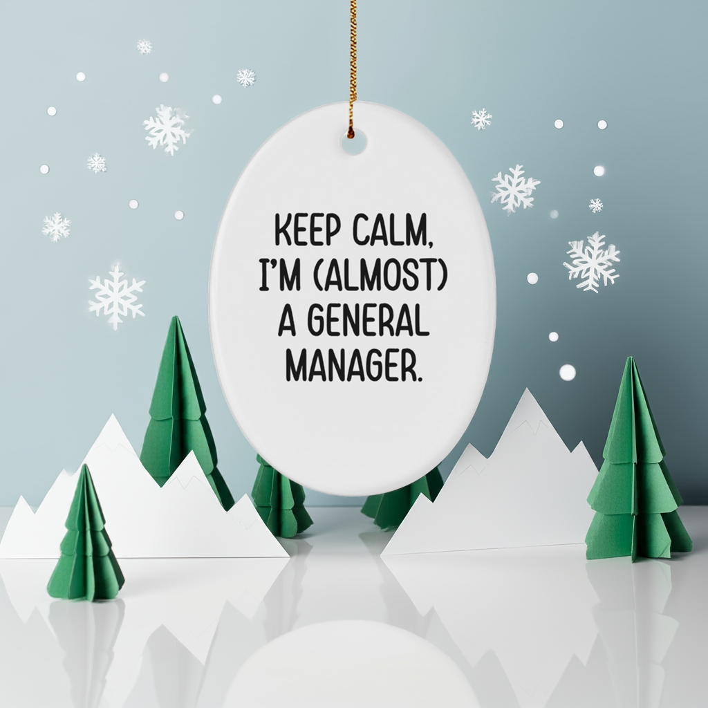 Keep Calm Gifts for General Manager - Funny Oval Ornament, General Manager Gifts, Christmas Unique Presents, Gifts from Coworkers, Gifts for General Manager