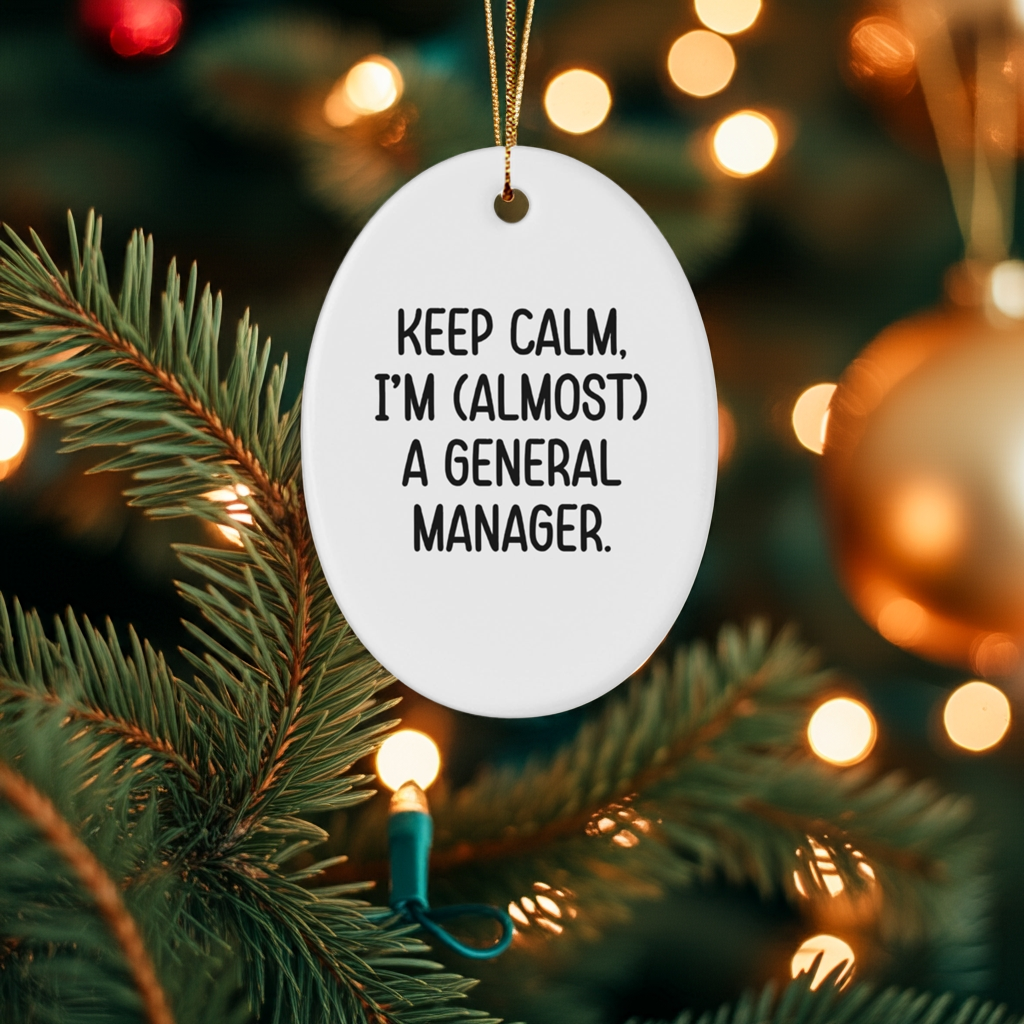 Keep Calm Gifts for General Manager - Funny Oval Ornament, General Manager Gifts, Christmas Unique Presents, Gifts from Coworkers, Gifts for General Manager
