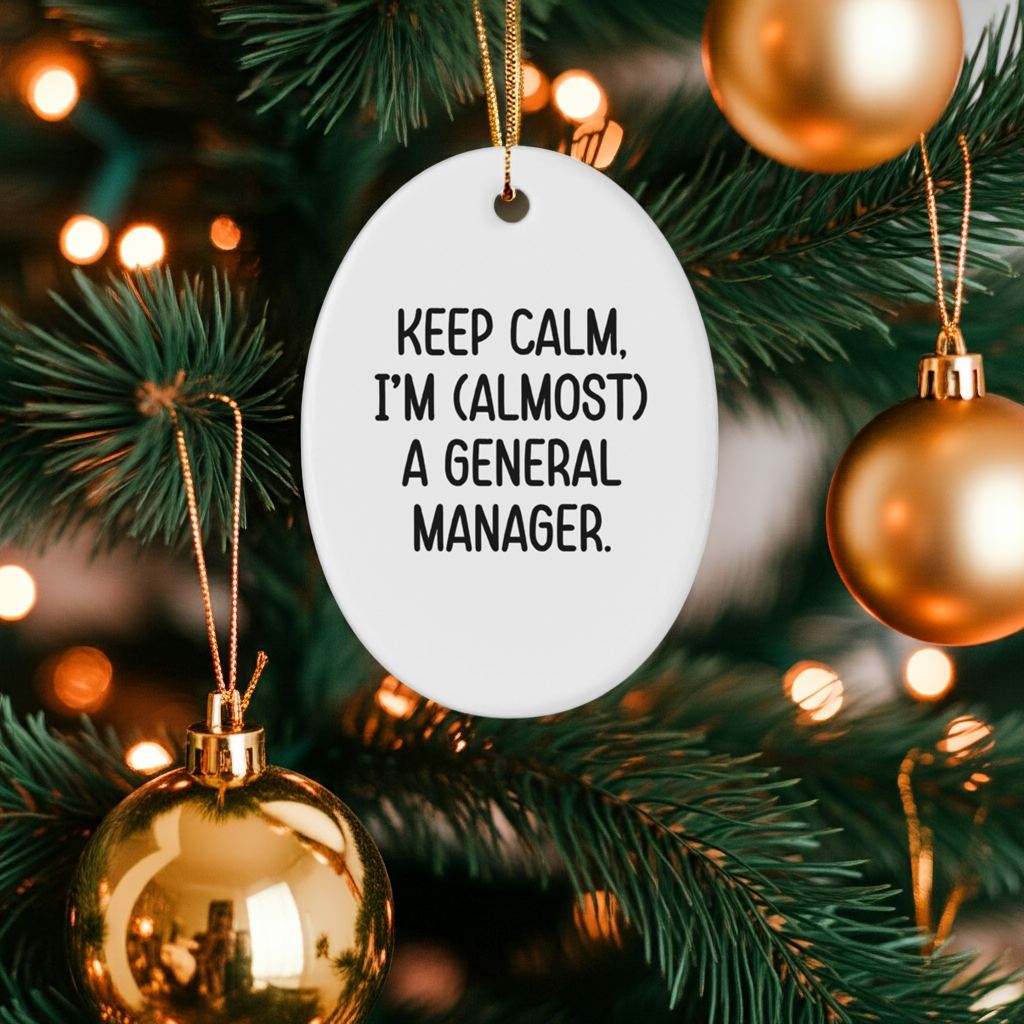 Keep Calm Gifts for General Manager - Funny Oval Ornament, General Manager Gifts, Christmas Unique Presents, Gifts from Coworkers, Gifts for General Manager