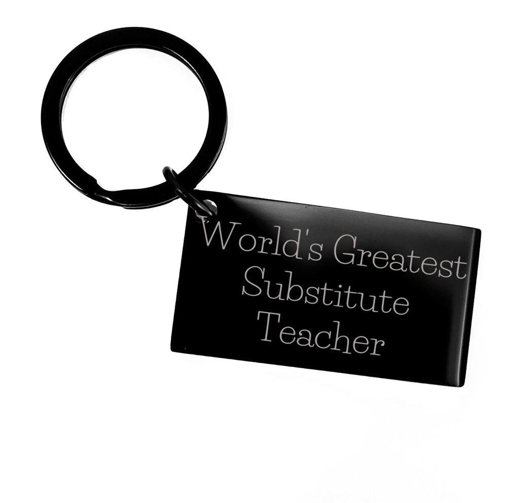 Stellar Black Stainless Substitute Teacher Keychain Gift