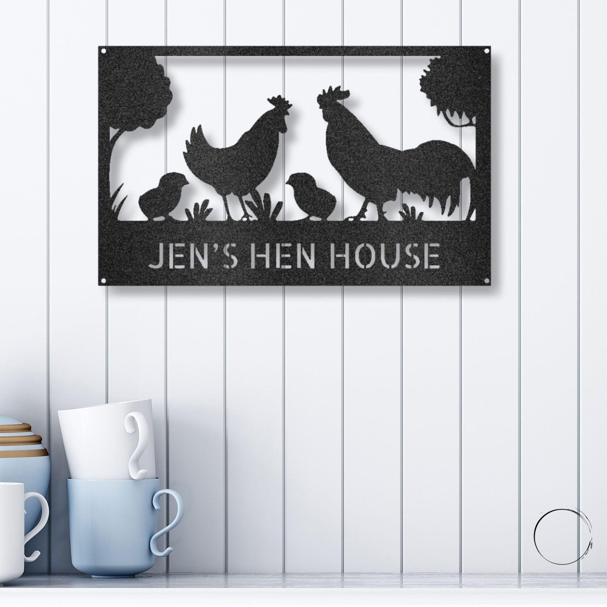 Personalized Hen House Metal Wall Art: Celebrate Your Coop with Style - Mallard Moon Gift Shop