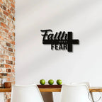 Faith Over Fear Christian Cross Metal Wall Art