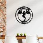 Dragon Ring Monogram Personalized Name Indoor Outdoor Steel Wall Sign Metal Art