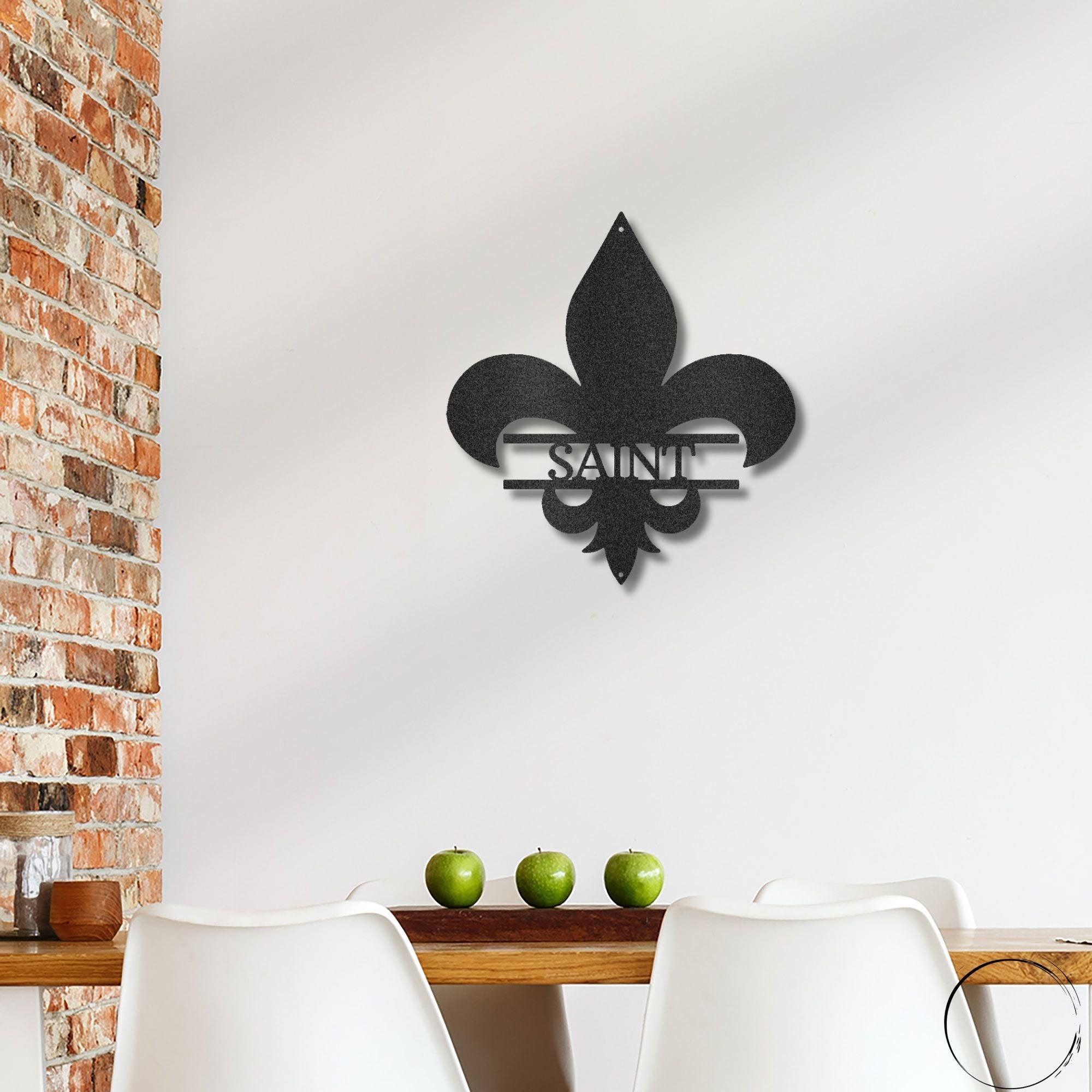 Classic Fleur De Lis Personalized Indoor Outdoor Steel Wall Sign - Mallard Moon Gift Shop