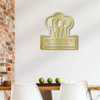 Personalized Kitchen Art - Laser-Cut Metal Wall Sign with Chef Hat Design