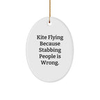Kite Flying Gifts for Men, Women, Friends, Coworkers, Family - Oval Ornament with Funny Quote, Christmas Unique Gifts from Home