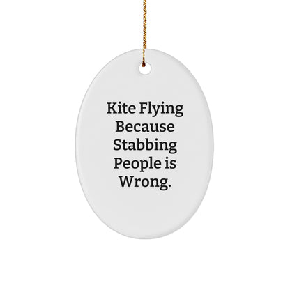 Kite Flying Gifts for Men, Women, Friends, Coworkers, Family - Oval Ornament with Funny Quote, Christmas Unique Gifts from Home