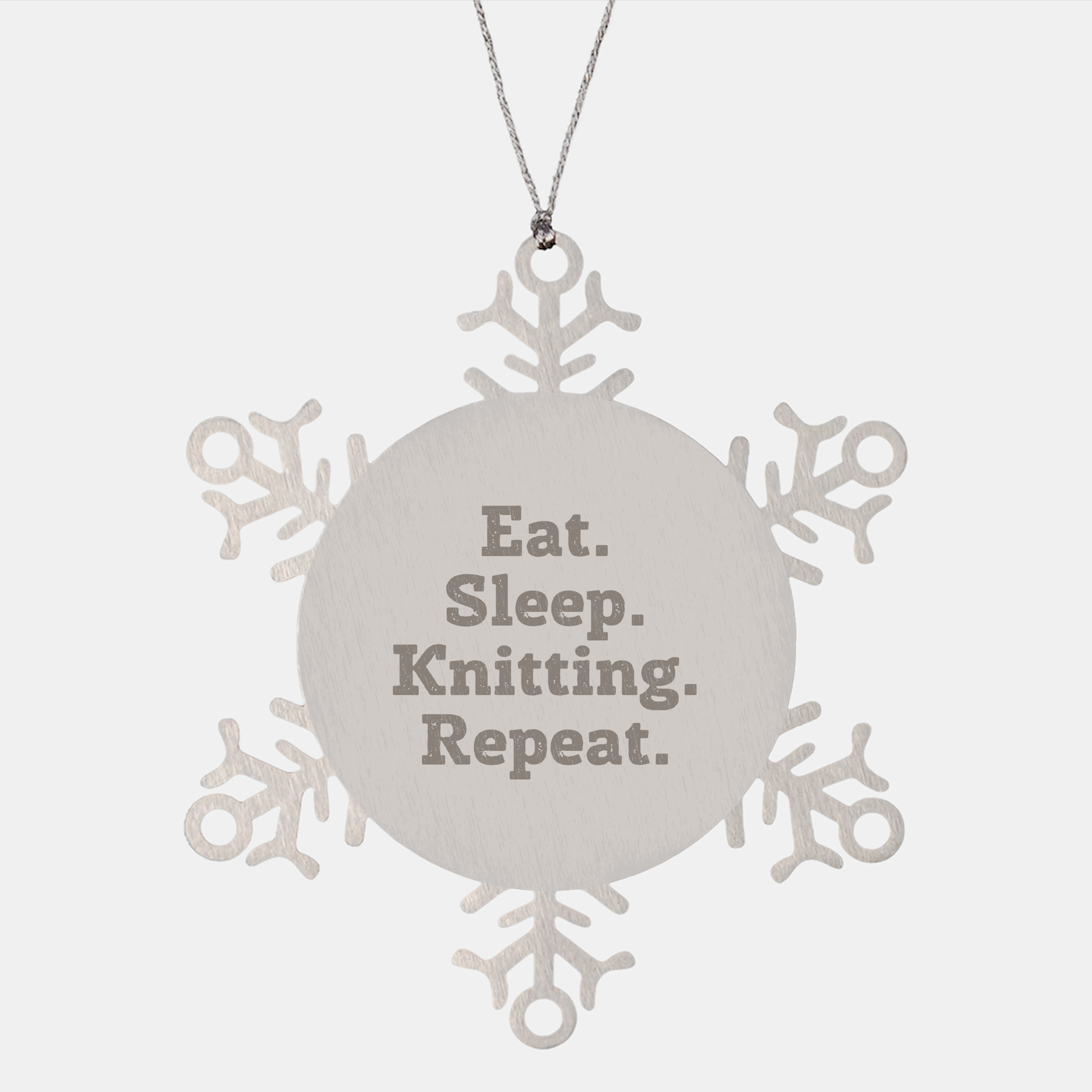 Knitting Enthusiast Gifts, Snowflake Ornament, Eat. Sleep. Knitting. Repeat., Christmas Unique Gifts from Friends and Family