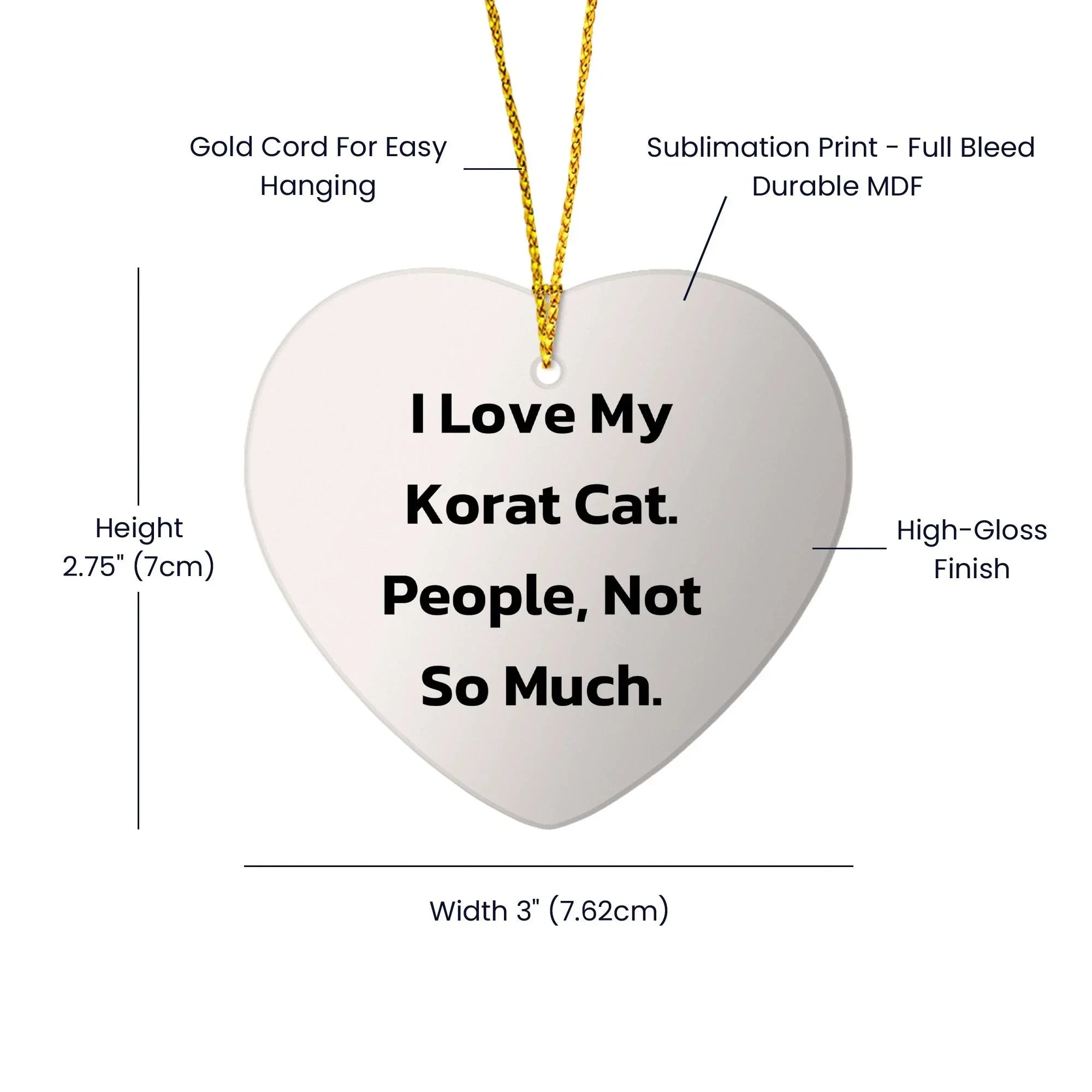 Korat Cat Lovers' Heart Ornament Gifts from Friends, Family, and Coworkers for Christmas