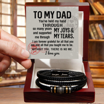 Dad Gift - You Held My Hand Through the Years - Braided Leather Men's Bracelet - Mallard Moon Gift Shop