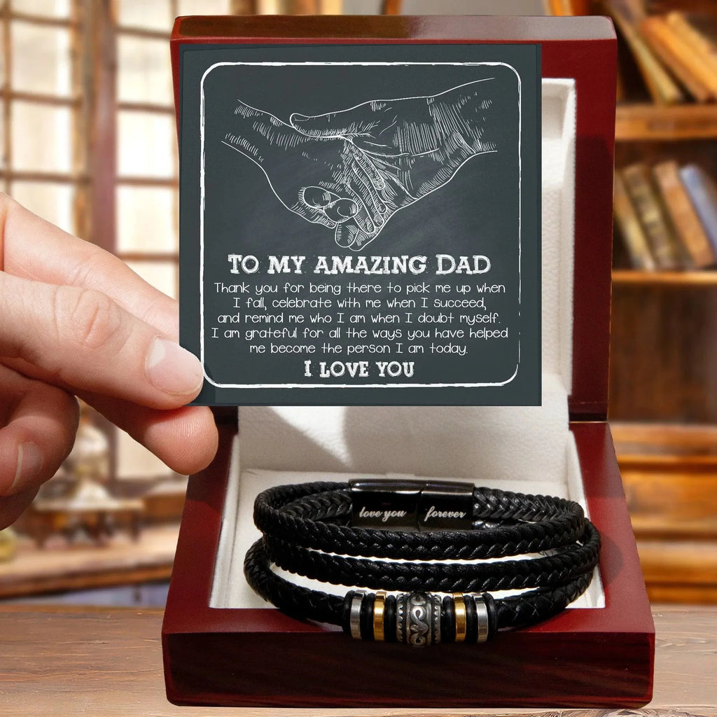 To My Amazing Dad You-Pick Me Up When I Fall Leather Bracelet Gift for Father