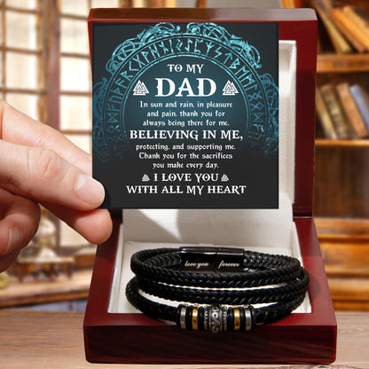 Gift for Dad - In Sun and Rain, Pleasure and Pain Men's Braided Leather Bracelet - Mallard Moon Gift Shop